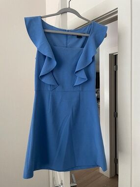 French Connection Blue Ruffle Cocktail Dress